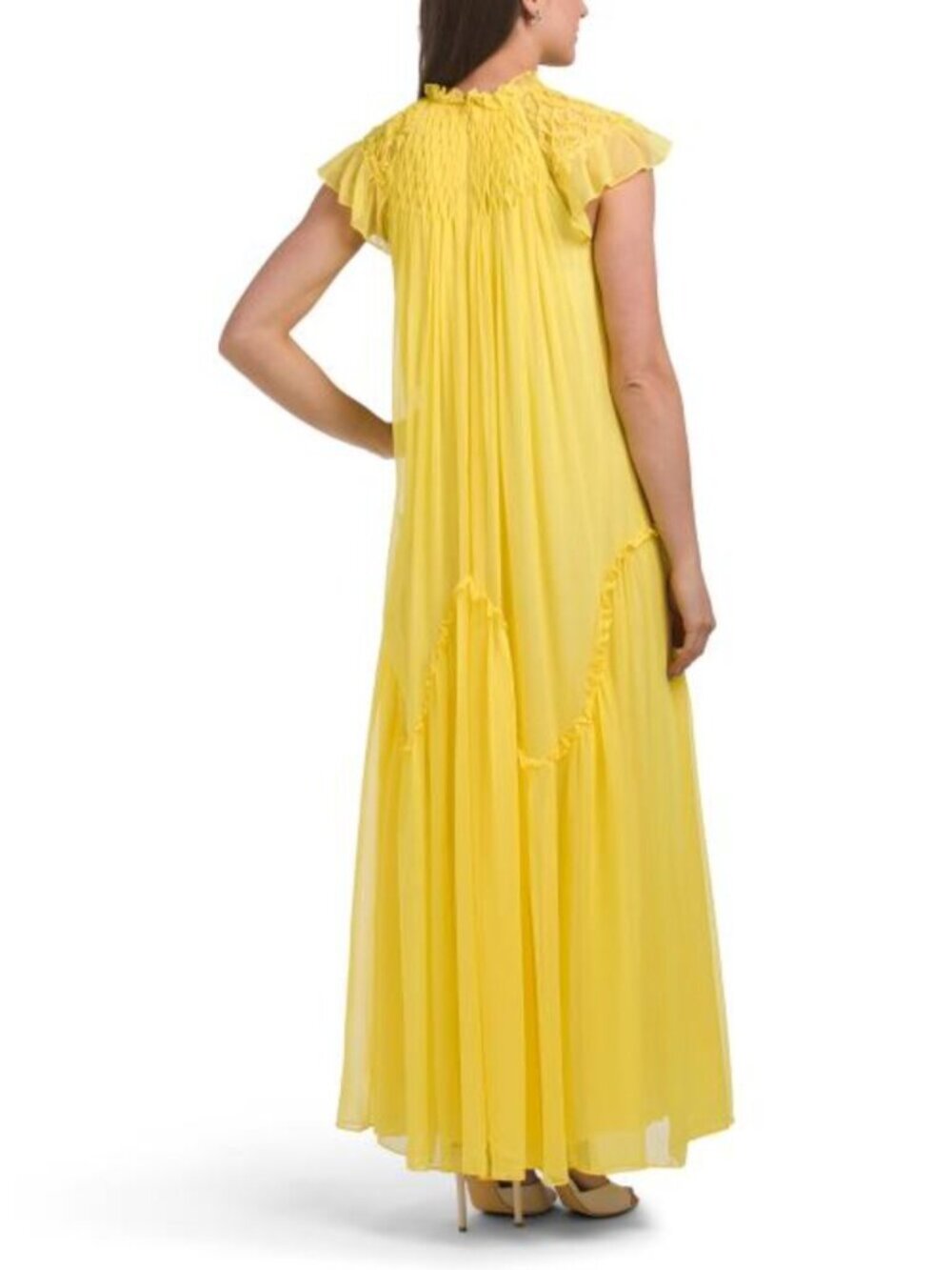 REBECCA TAYLOR Silk Blend Smocked Chiffon Dress - Picture 2 of 4